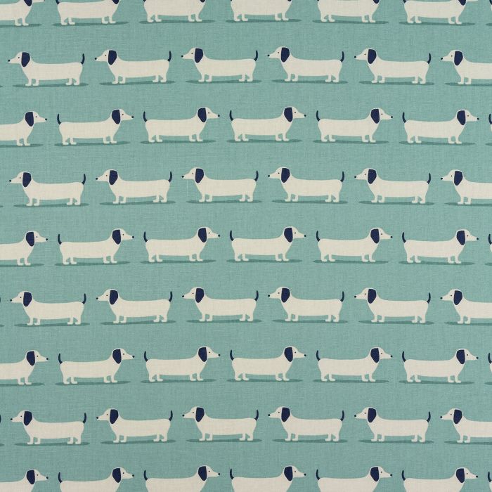 Coated Cotton PVC Dachshunds on Light Blue per 1/2m