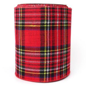 Wired Edge Winter Tartan Ribbon - 140mm - per metre *