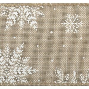 Wired Edge Hessian Jute Ribbon snowflakes, Christmas - 63mm - per metre*