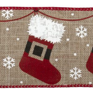 Wired Edge Hessian Jute Ribbon Stockings - 63mm - per metre *