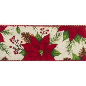 Wired Edge Ribbon Poinsettia - 63mm - per metre *