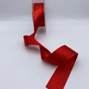 Red Ribbon with Gold Shimmer - 25mm - per metre
