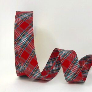 Check Tartan Bias Binding Single Fold, Red/Green 30mm p.1/2 metre