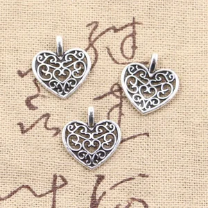 Celtic Heart Charm Tag Pendant 16mmx14mm Antique Silver per piece