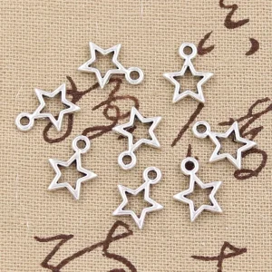 Star Shape Charm Tag 13mmx10mm Antique Silver per piece