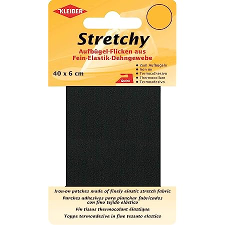 Kleiber Iron on stretchy Clothing repair patch - Black - 40x6cm