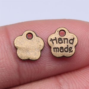 Handmade Charm Tag 8mm diameter Antique Burnished Brass per piece