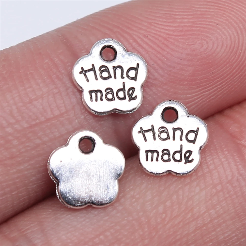 Handmade Charm Tag 8mm diameter Antique Silver per piece