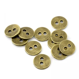 11mm Burnished Brass button round 2 holes