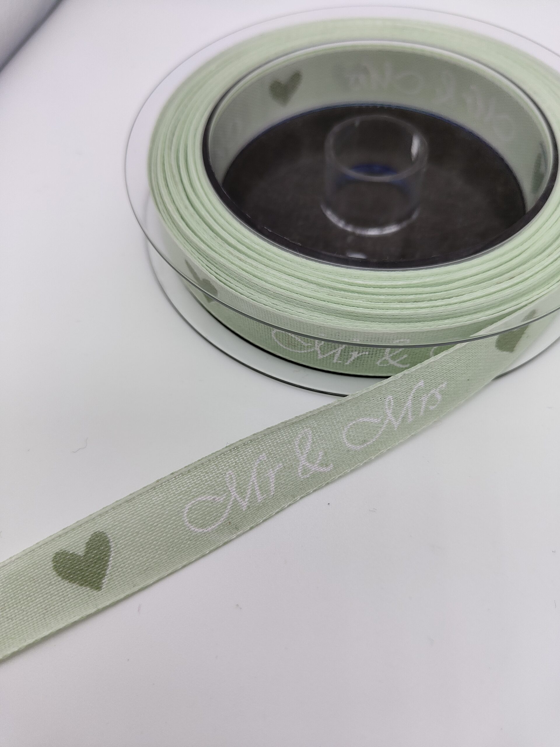 Wedding ribbon Grey Mr & Mrs Grey Hearts