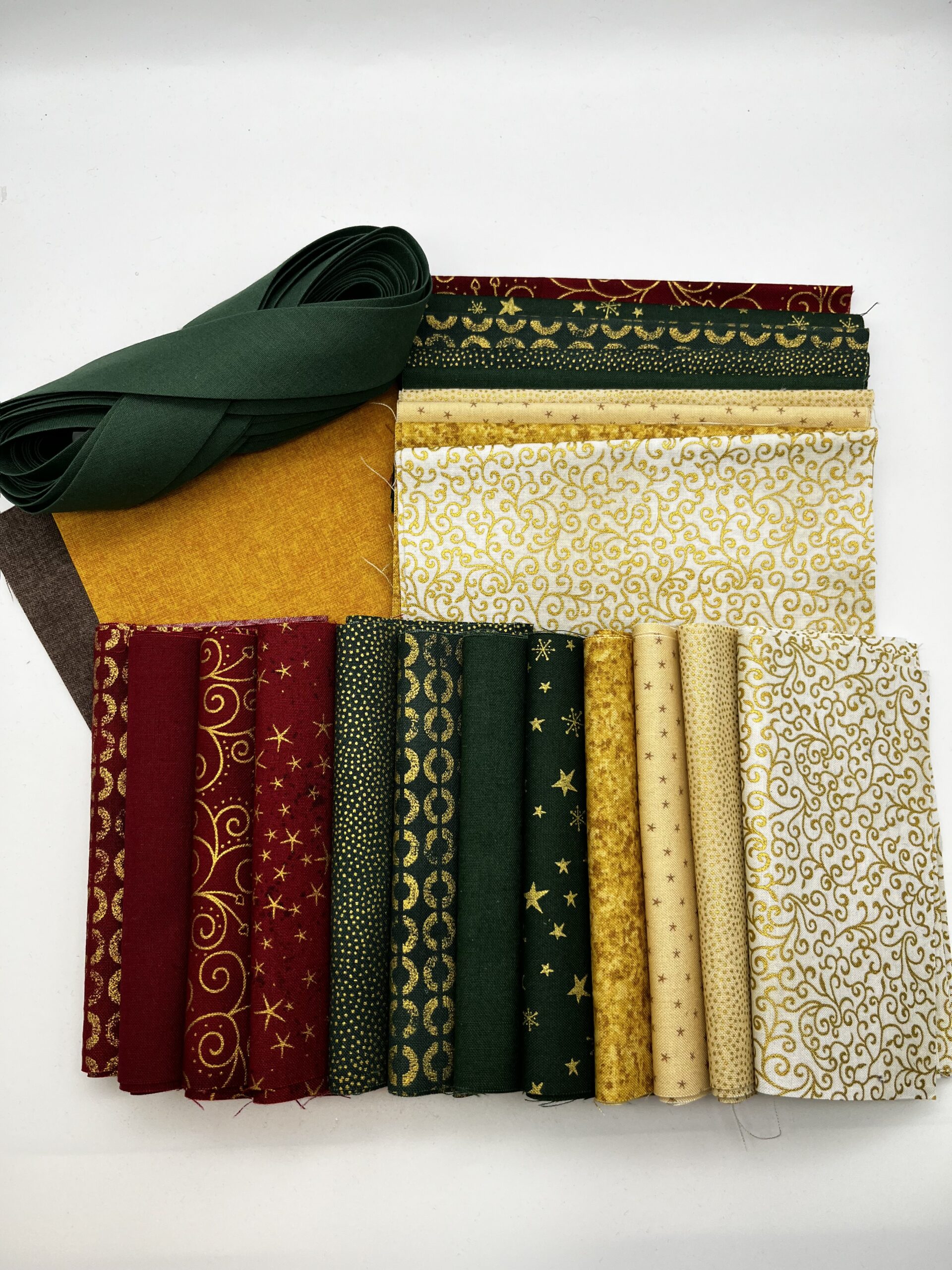 Christmas Tree Quilt Top Kit Fabrics Green Binding