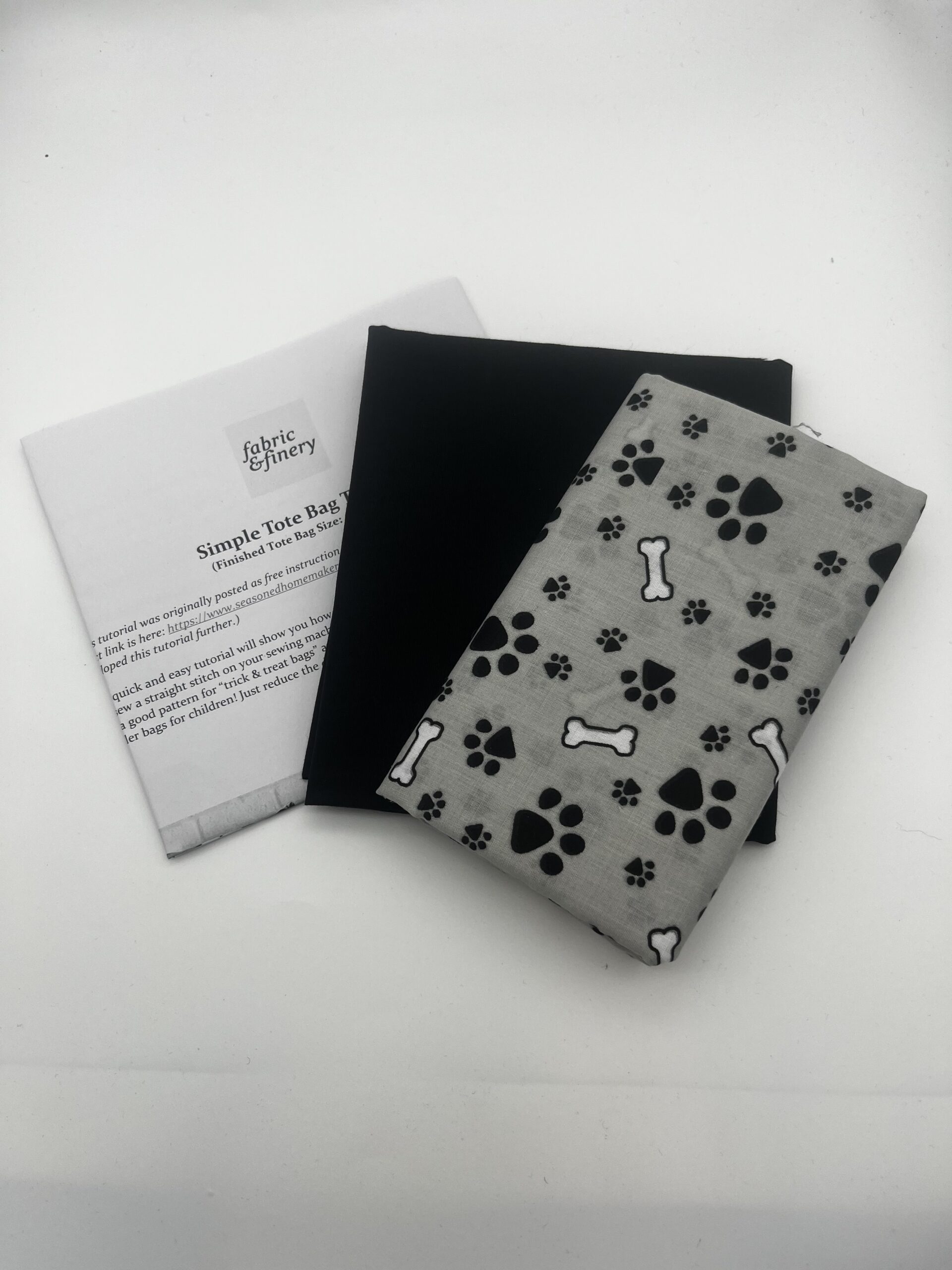 Tote Bag Kit Grey Paw Prints Dog Bone