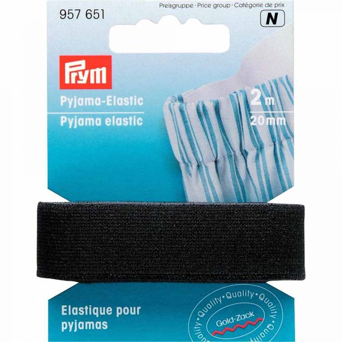 Prym Pyjama elastic 20mm 2m black 957 651