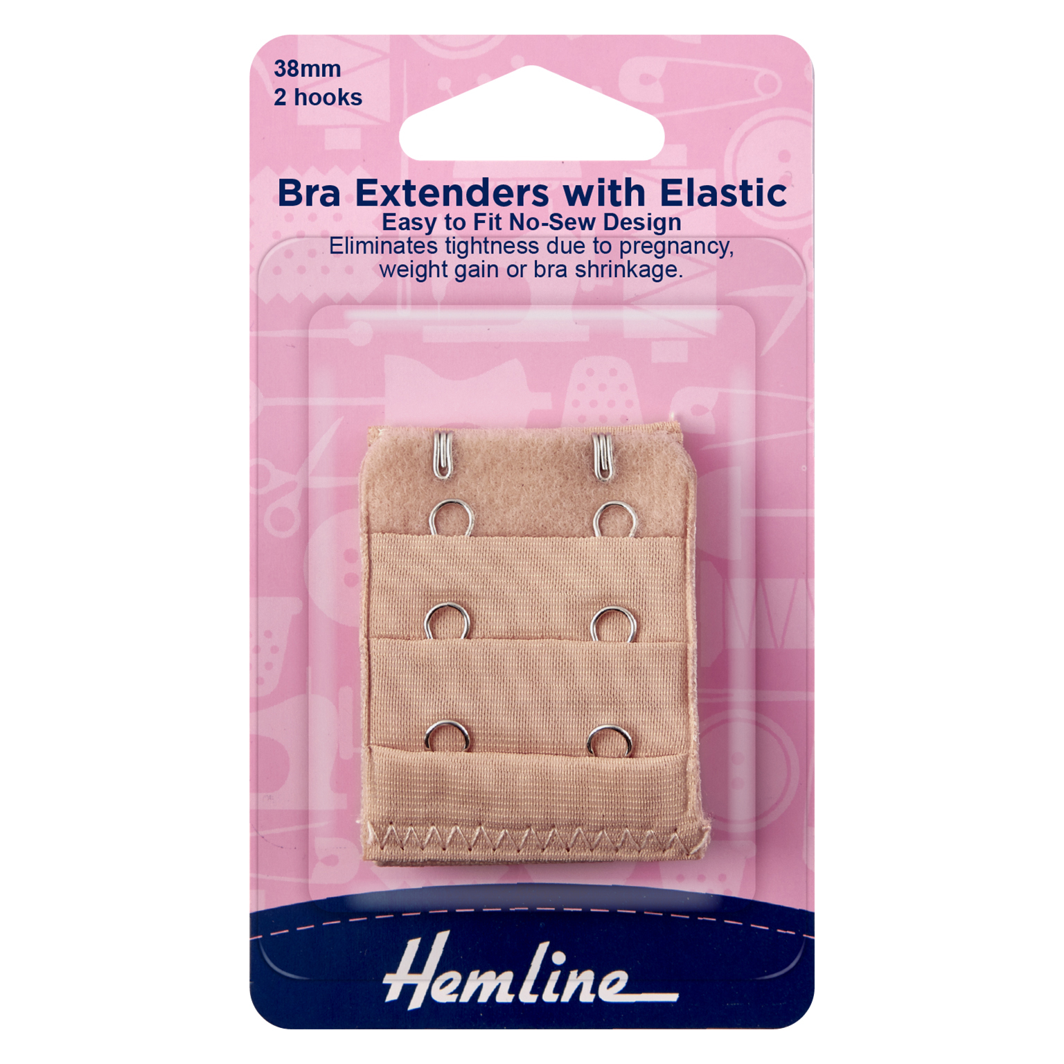 Bra extender with elastic 38mm 2hooks h771.38e.n