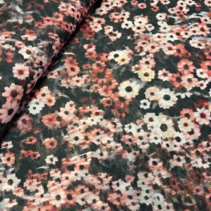 Polyester semi-sheer floral print on black