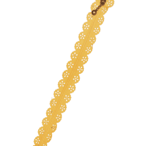 Decorative Lace Edged Zip - Yellow - 20cm Long with Dangling Bronze Glider
