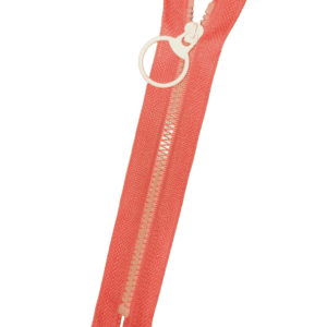 Pastel Coloured Zip - 15cm Long with Ring Pull Style Metal Slider - Coral and Lemon
