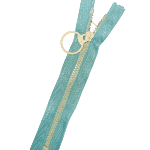 Pastel Coloured Zip - 15cm Long with Ring Pull Style Metal Slider - Duckegg and Cream
