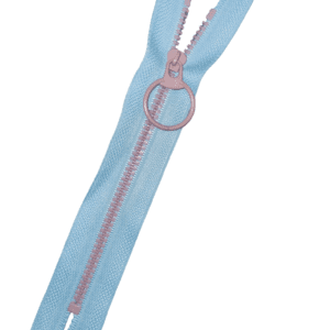 Pastel Coloured Zip - 15cm Long with Ring Pull Style Metal Slider - Blue and Lilac
