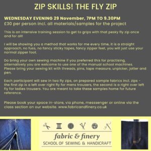 ZIP SKILLS! THE FLY ZIP 29.11.23 7pm-9.30pm £30