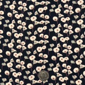 100% Pima Cotton Lawn -SI 072/B- Blue and Cream Floral, per 1/2 metre