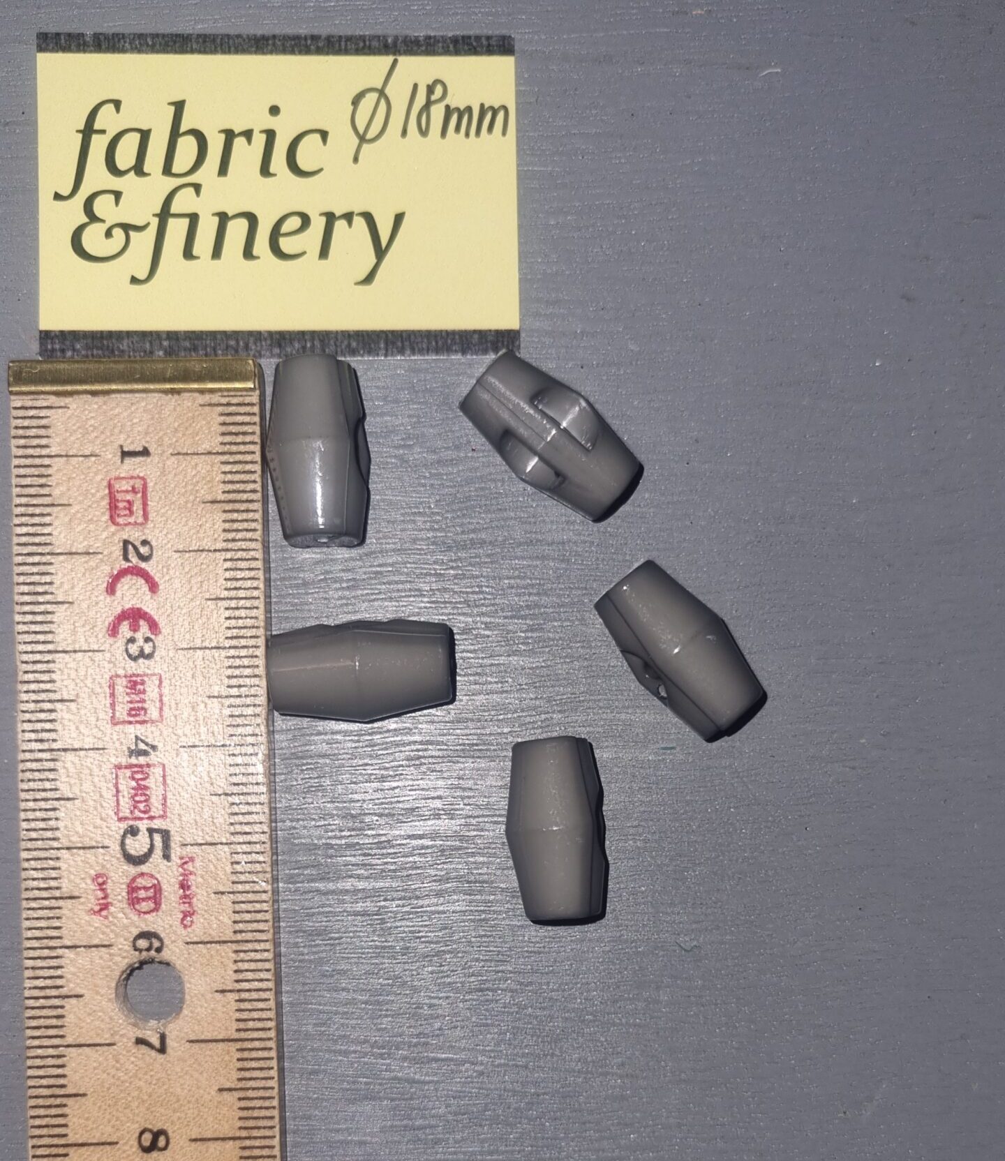 Toggle Buttons 18mm loop back, price per piece - Grey