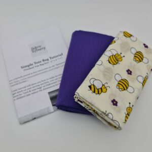 Simple Tote Bag Kit - Bees Yellow on White and Purple *