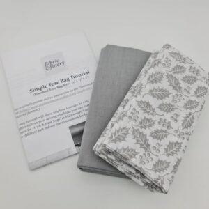 Simple Tote Bag Kit - Silver Grey Holly Leaves and Berries Christmas *
