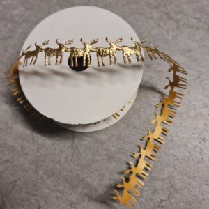 Metallic Christmas Trim Reindeer Gold 20mm, per 1/2m *
