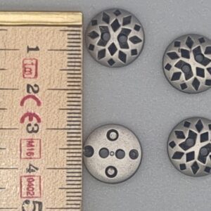 Metallic Silver Seasonal 2-Hole Buttons with diamond cut-out design - 15mm, per piece *