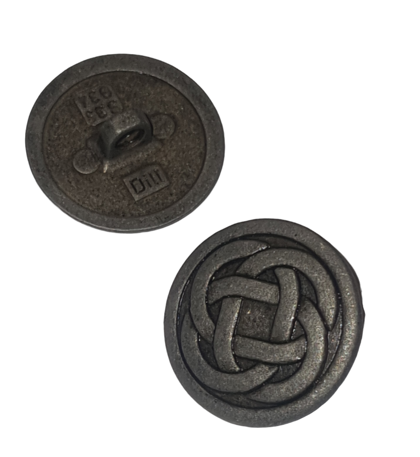 Celtic Knot Metal Buttons - 18mm - Shank - Gunmetal Grey, per piece *