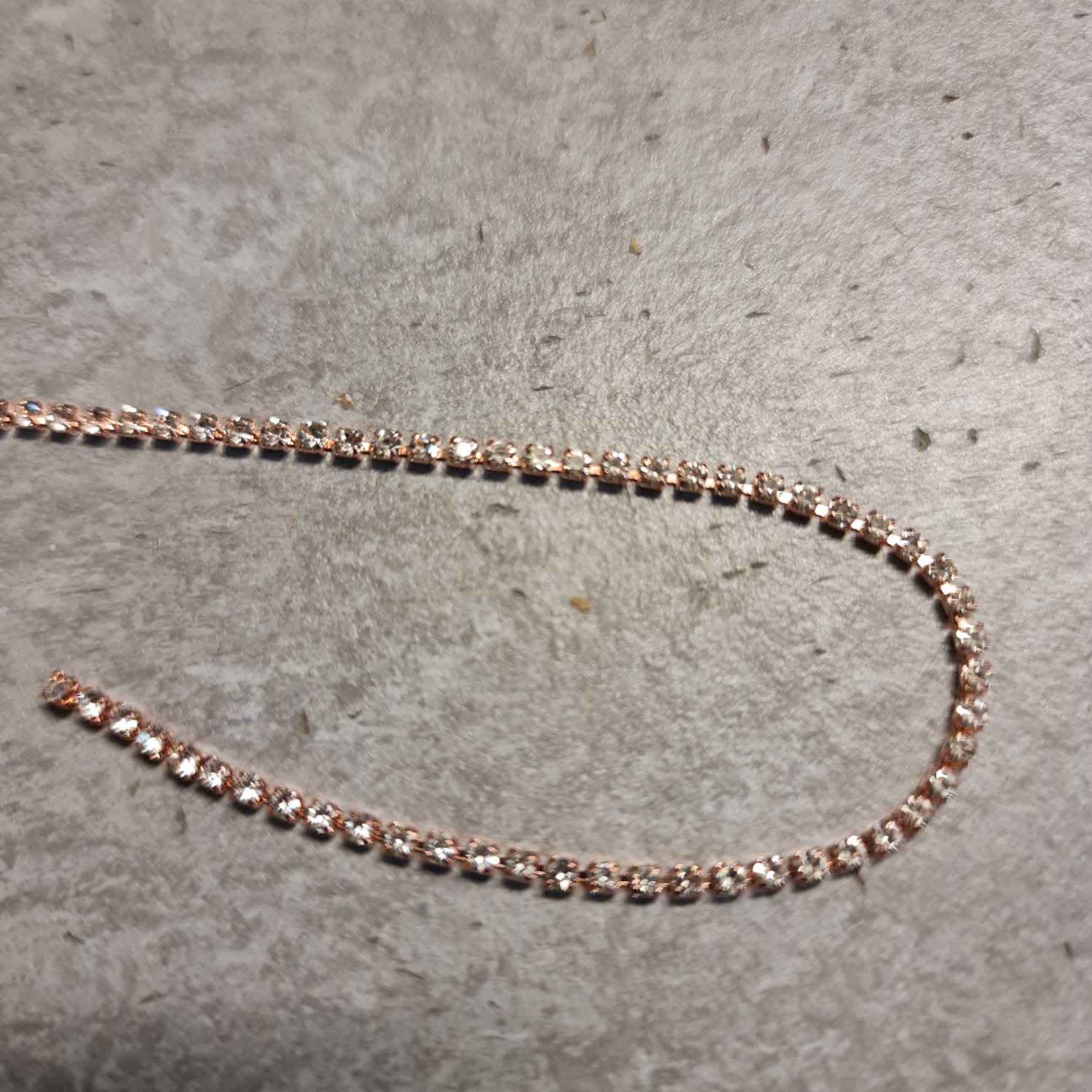 2mm Rose Gold Crystal Rhinestone chain, per metre