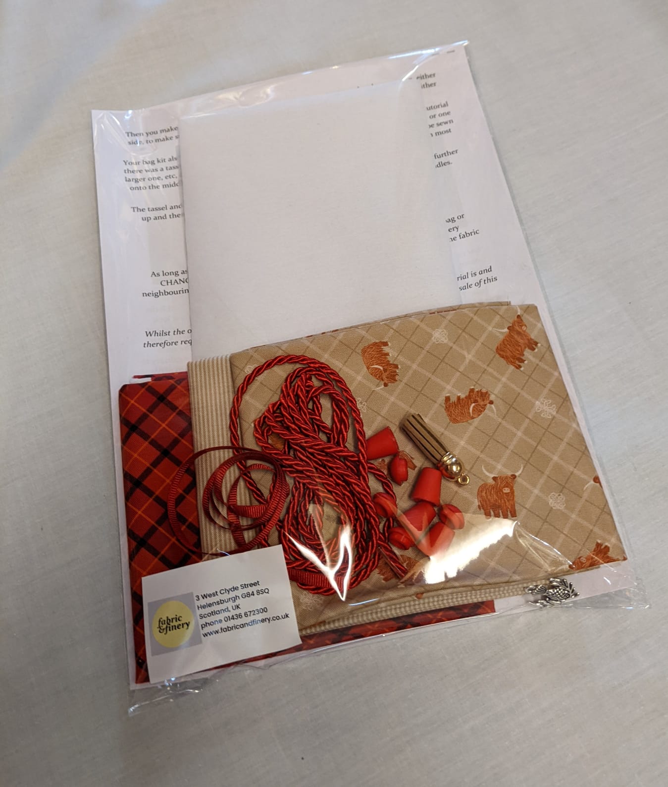 Lewis and Irene Highland cow drawstring bag kit