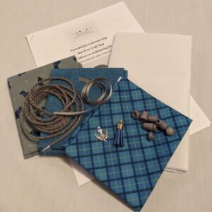 Drawstring bag blue tartan scotty dog