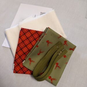 Red tartan stags zipped pouch