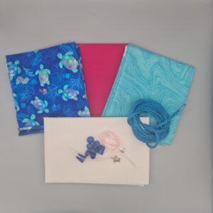 Lunch drawstring and handle bag kit sea turtles pink blue *