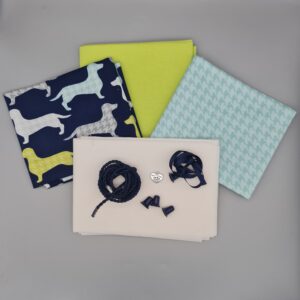 Lunch drawstring and handles bag kit - Dachshund Navy, lime, turquoise *