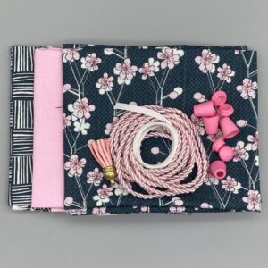 Lunch drawstring and handles bag kit - japanese cherry blossoms with pink *