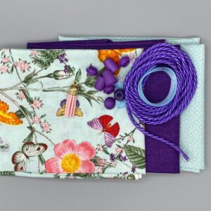 Lunch drawstring and handles bag kit - Flowers butterfly rose buds *