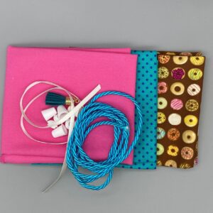 Lunch drawstring and handles bag kit - Fun Doughnuts pink turquoise *