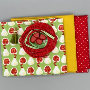 Lunch drawstring and handles bag kit - Retro Apples Pears Red Yellow Green *