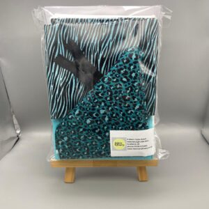 Vibrant blue leopard print and zebra patterned fabrics packaged together, ideal for sewing projects, fashion or home decor, from Fabric & Finery, UK.