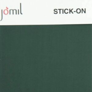 Dark green fabric swatch for sewing and tailoring, featuring a sturdy iron-on stick-on adhesive backing, ideal for craft projects and garment assembly.