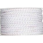 Soft white textured woven fabric spool, ideal for dressmaking and crafting projects.