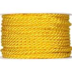 Yellow braided rope, durable and versatile for crafting, outdoor use, or decorative purposes, featuring high-quality twisted synthetic fibres.