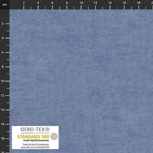 Soft blue denim fabric showcasing high-quality textile for clothing and upholstery at Fabric & Finery UK.