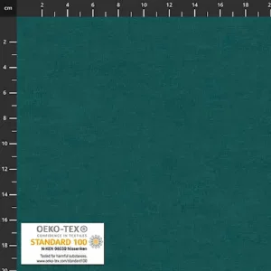 Luxurious teal fabric swatch from Fabric & Finery, featuring OEKO-TEX Standard 100 certification, perfect for custom clothing and home décor projects.