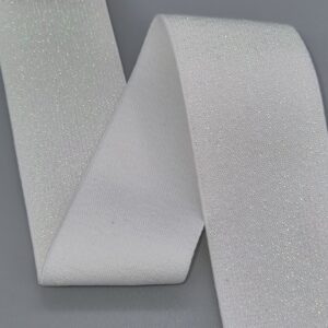 Knit Elastic Glitter Band 40mm Wide - White - £1.63 per 1/2m