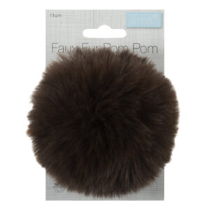 Large 11cm Faux Fur Pom Pom Brown