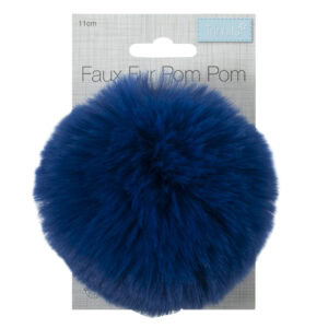Large 11cm Faux Fur Pom Pom Cobalt Royal Blue